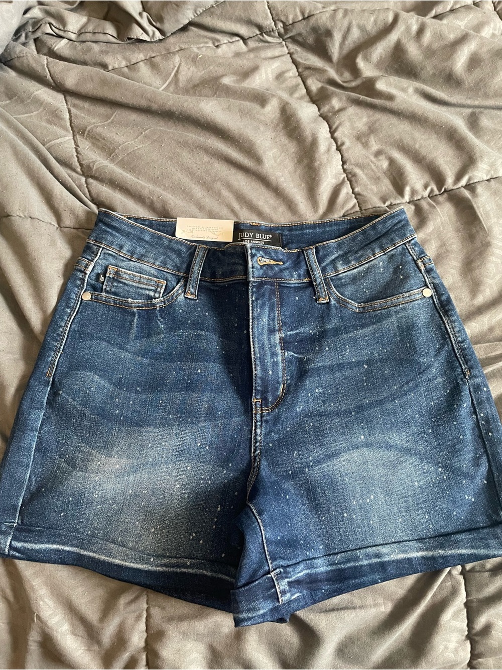 Judy Blue Speckled Dark Blue High-Rise Denim Shorts